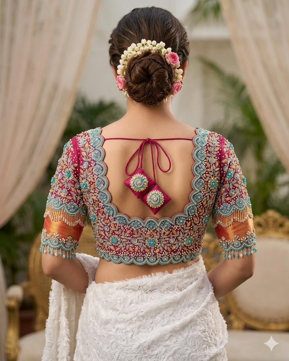 Floral Aari Work Tracing Paper Designs Back Neck Border and Sleeve Design (Design No:463 & 464)