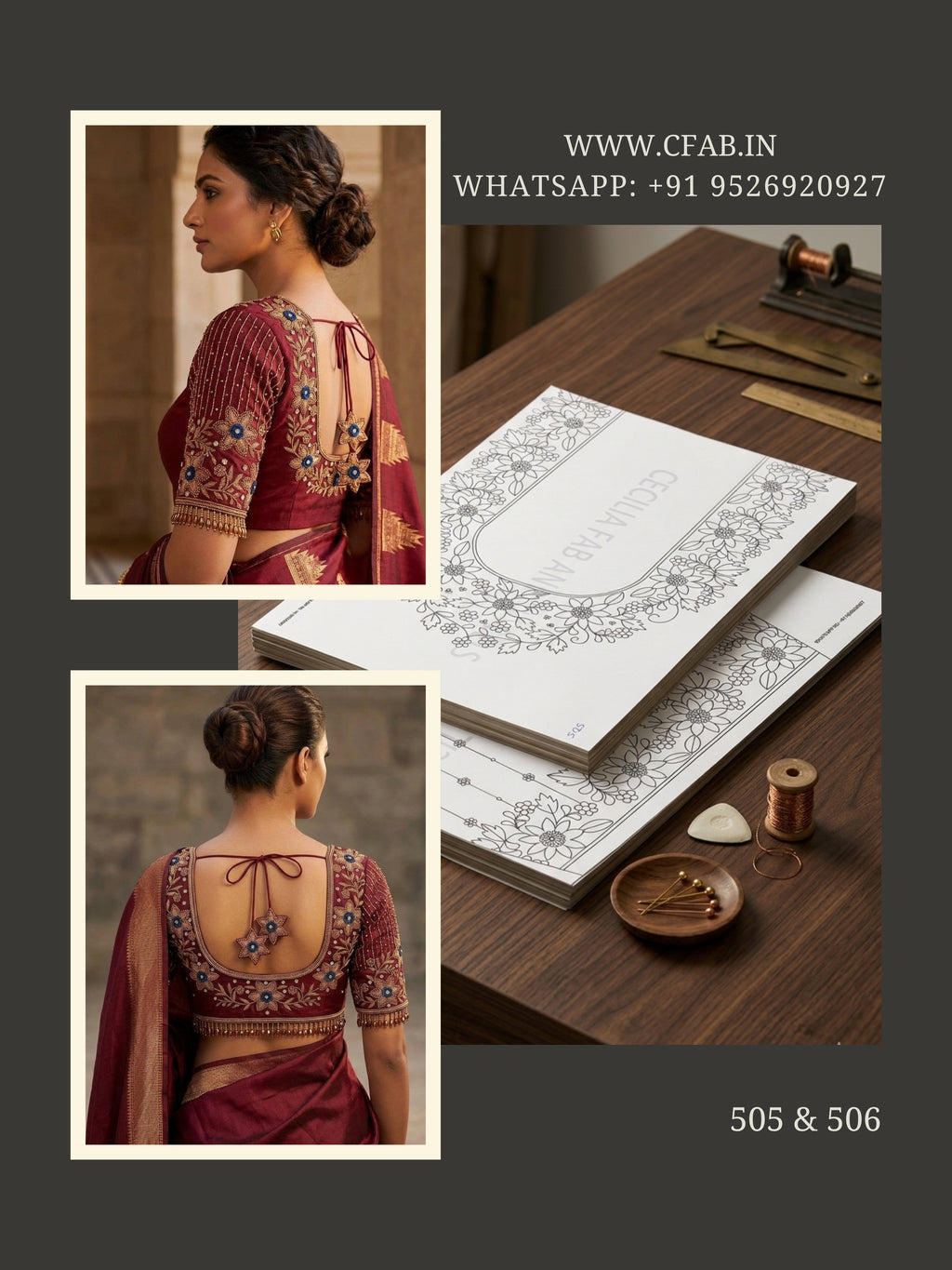 Maggam Work Tracing Paper Designs Back Neck and Sleeve (Design No:505 & 506)