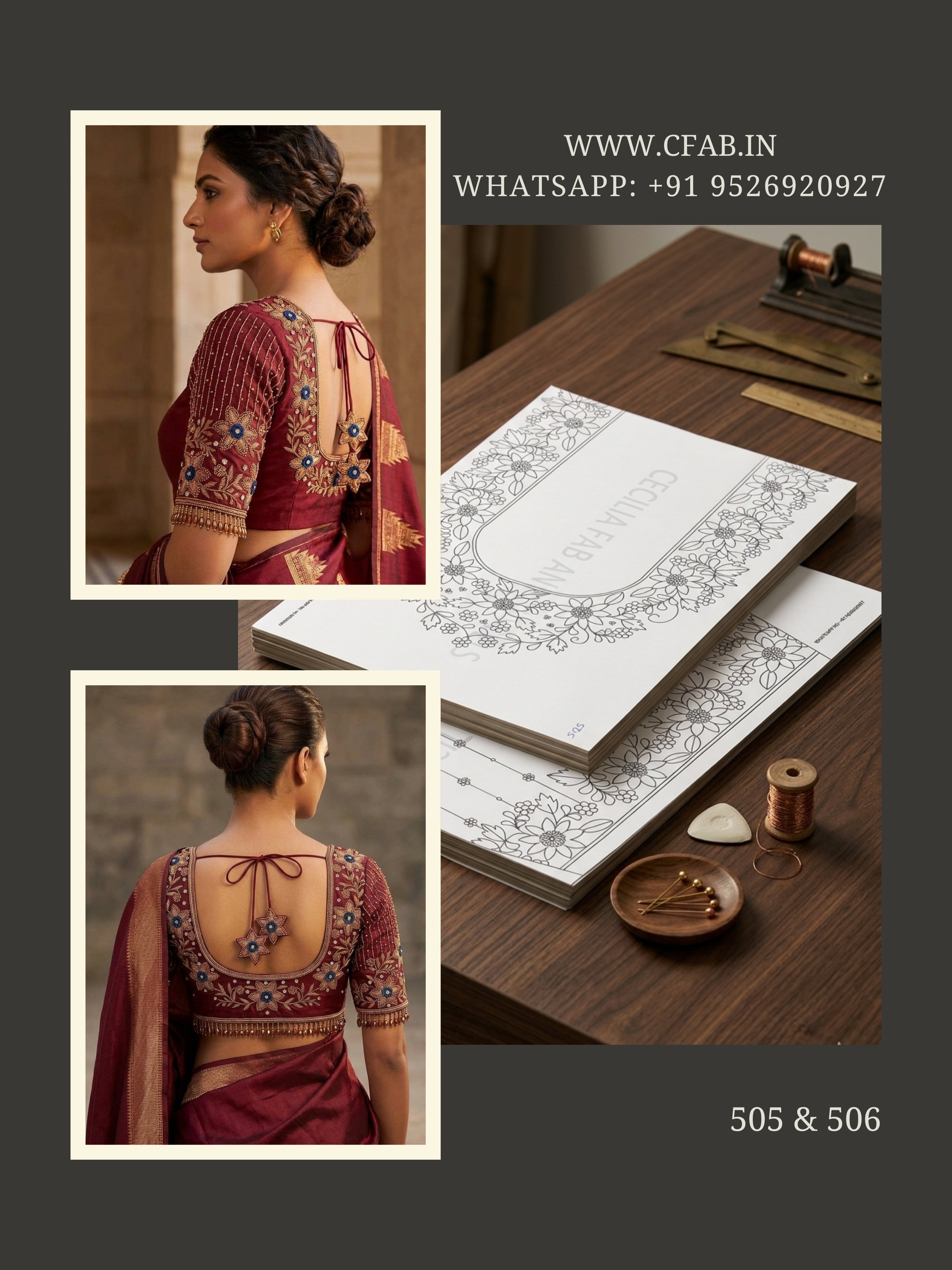 Maggam Work Tracing Paper Designs Back Neck and Sleeve (Design No:505 & 506)