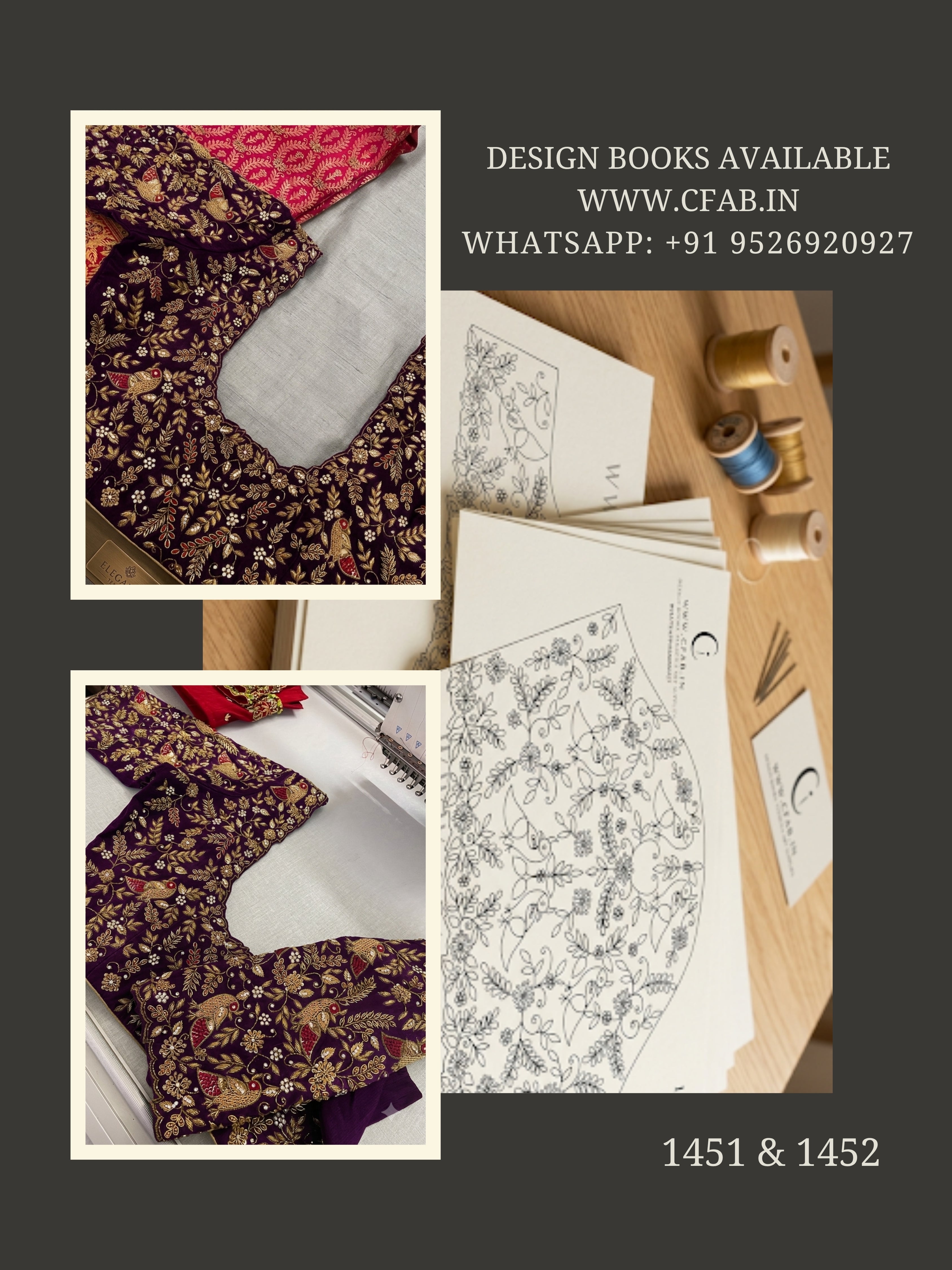 Latest Bridal  Aari tracing paper .Back Neck  and Sleeve Design (Design No:1451 & 1452)