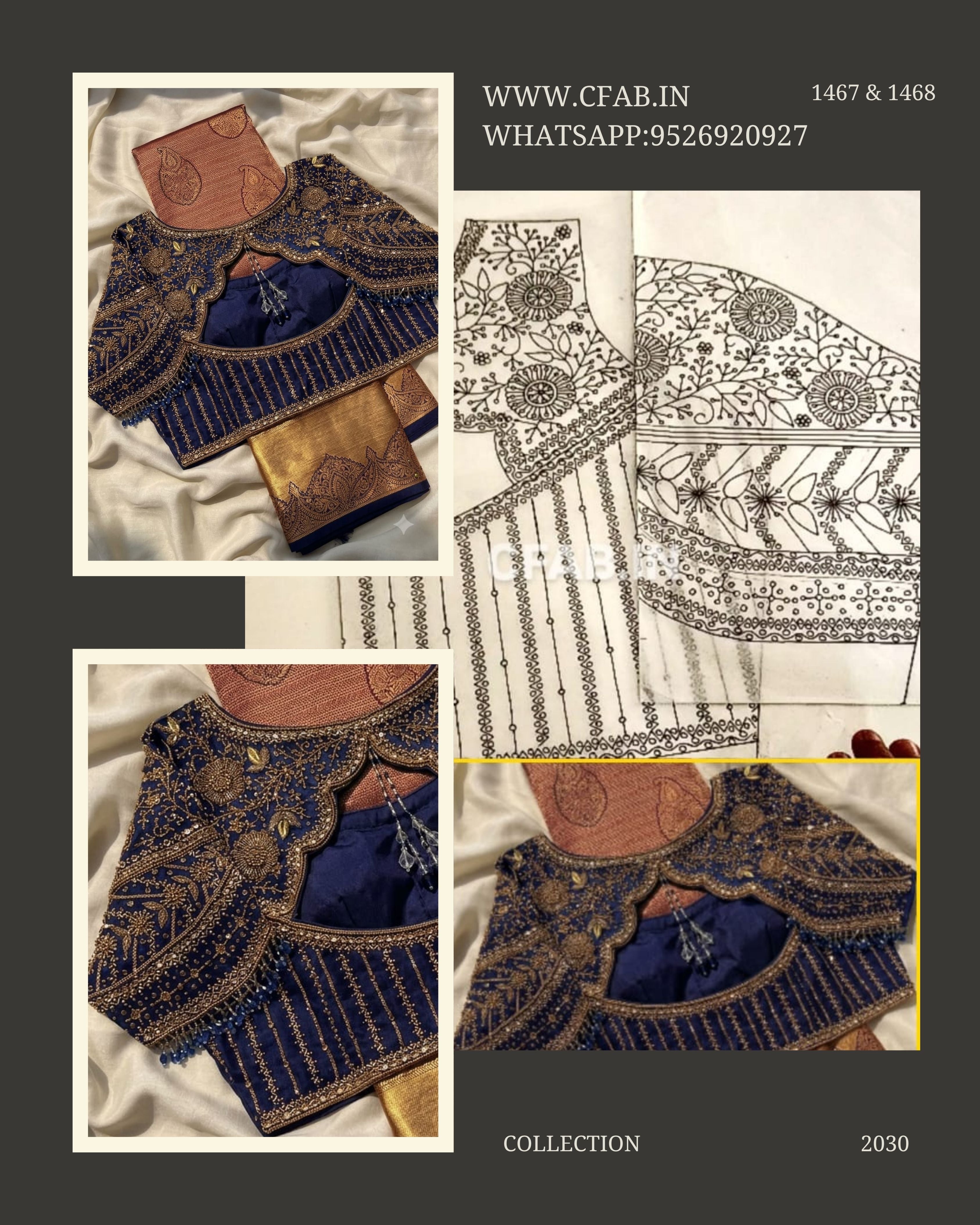 Latest Bridal full body design Aari Work Back Neck  and Sleeve Design (Design No:1467 & 1468)