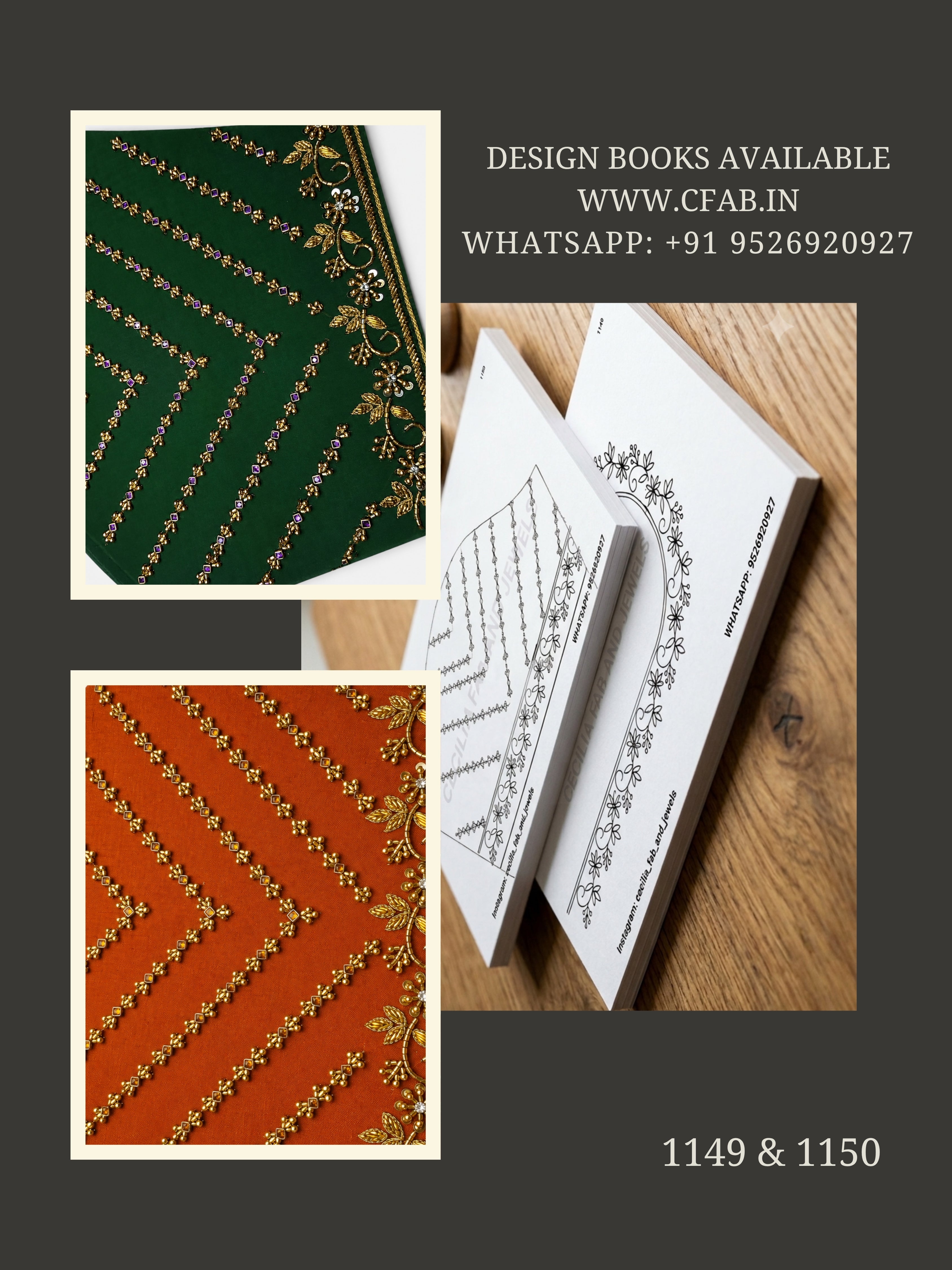 Simple Aari Work tracing paper,ready to trace . Back Neck  and Sleeve Design (Design No:1149)