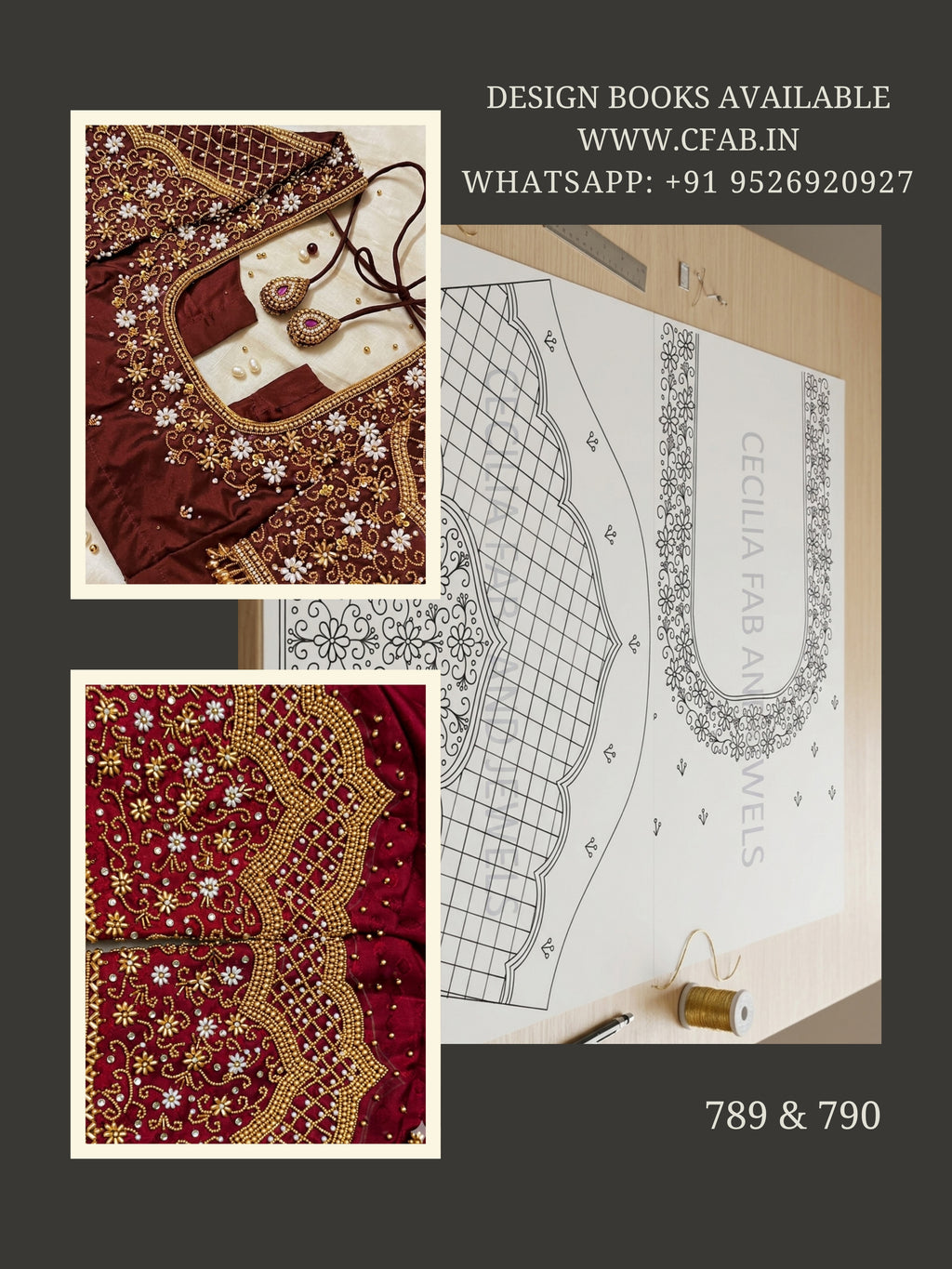 Maggam work Tracing Paper Designs Back Neck Border and Sleeve Design (Design No:789 & 790))