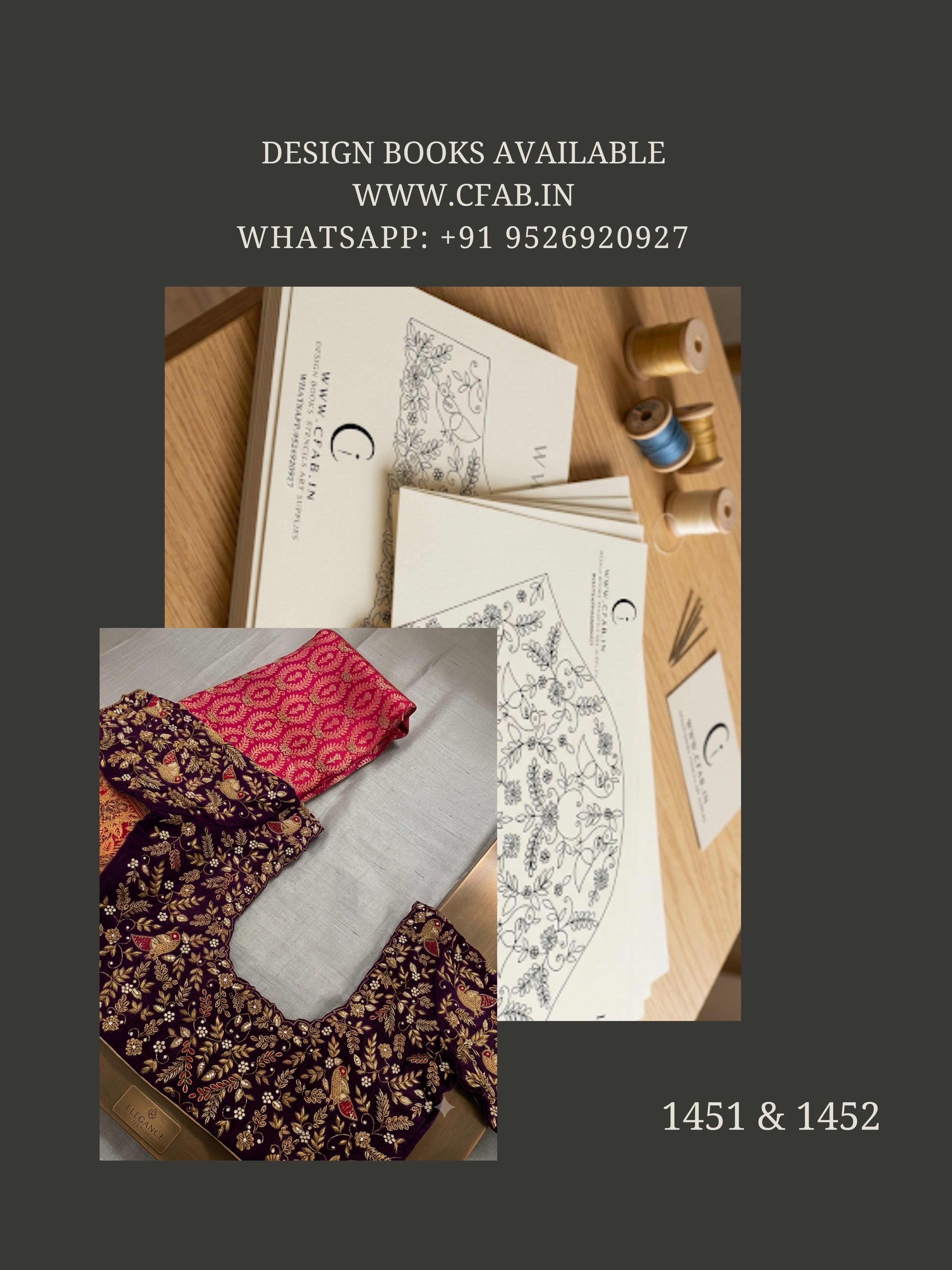 Latest Bridal  Aari tracing paper .Back Neck  and Sleeve Design (Design No:1451 & 1452)