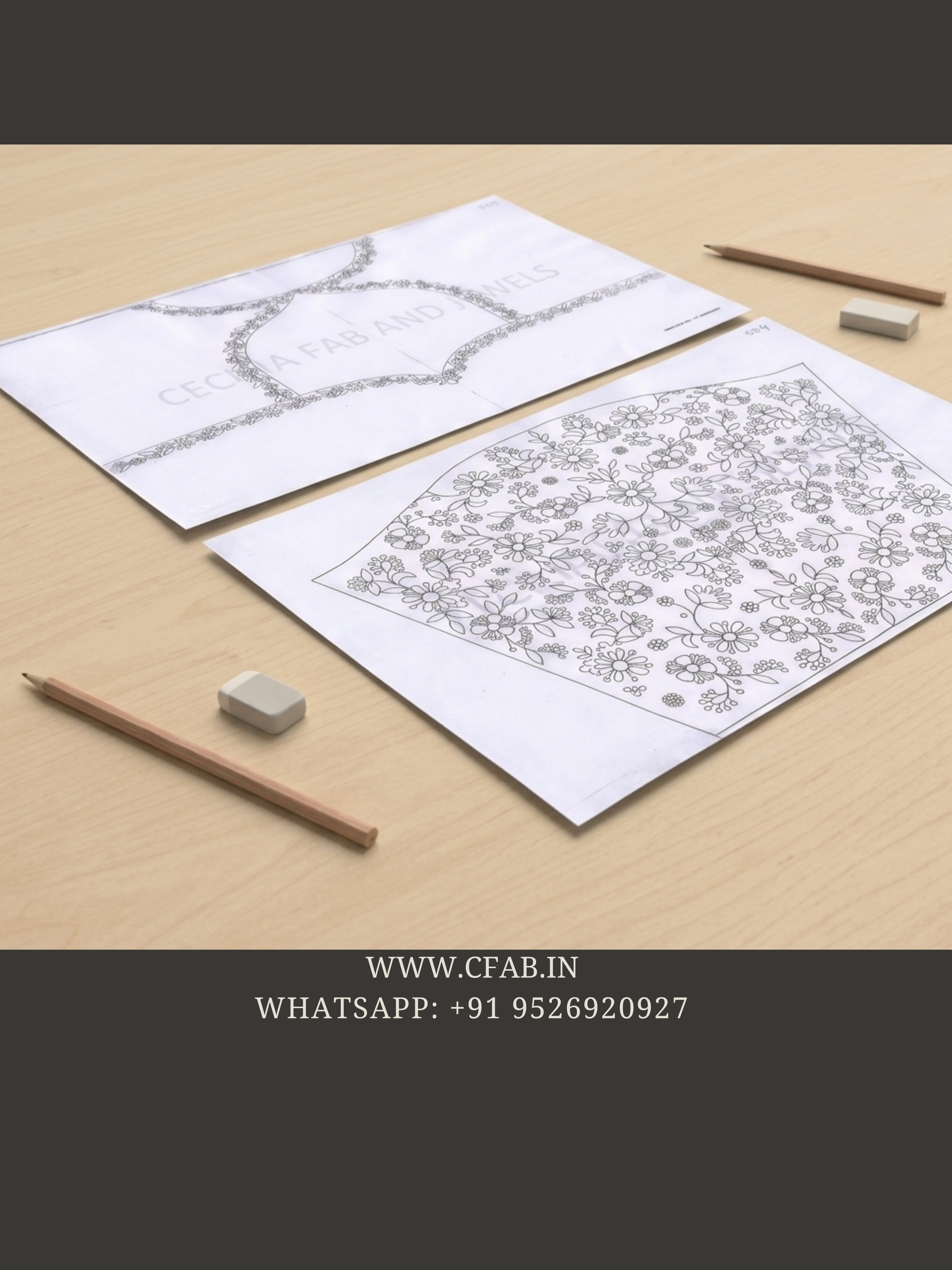 Beads and zardosi Aari Design Papers Back Neck and Sleeve (no. 503 & 504)