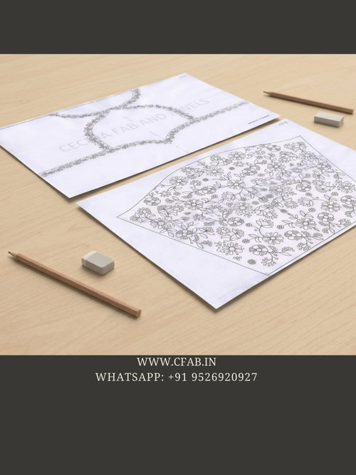 Beads and zardosi Aari Design Papers Back Neck and Sleeve (no. 503 & 504)