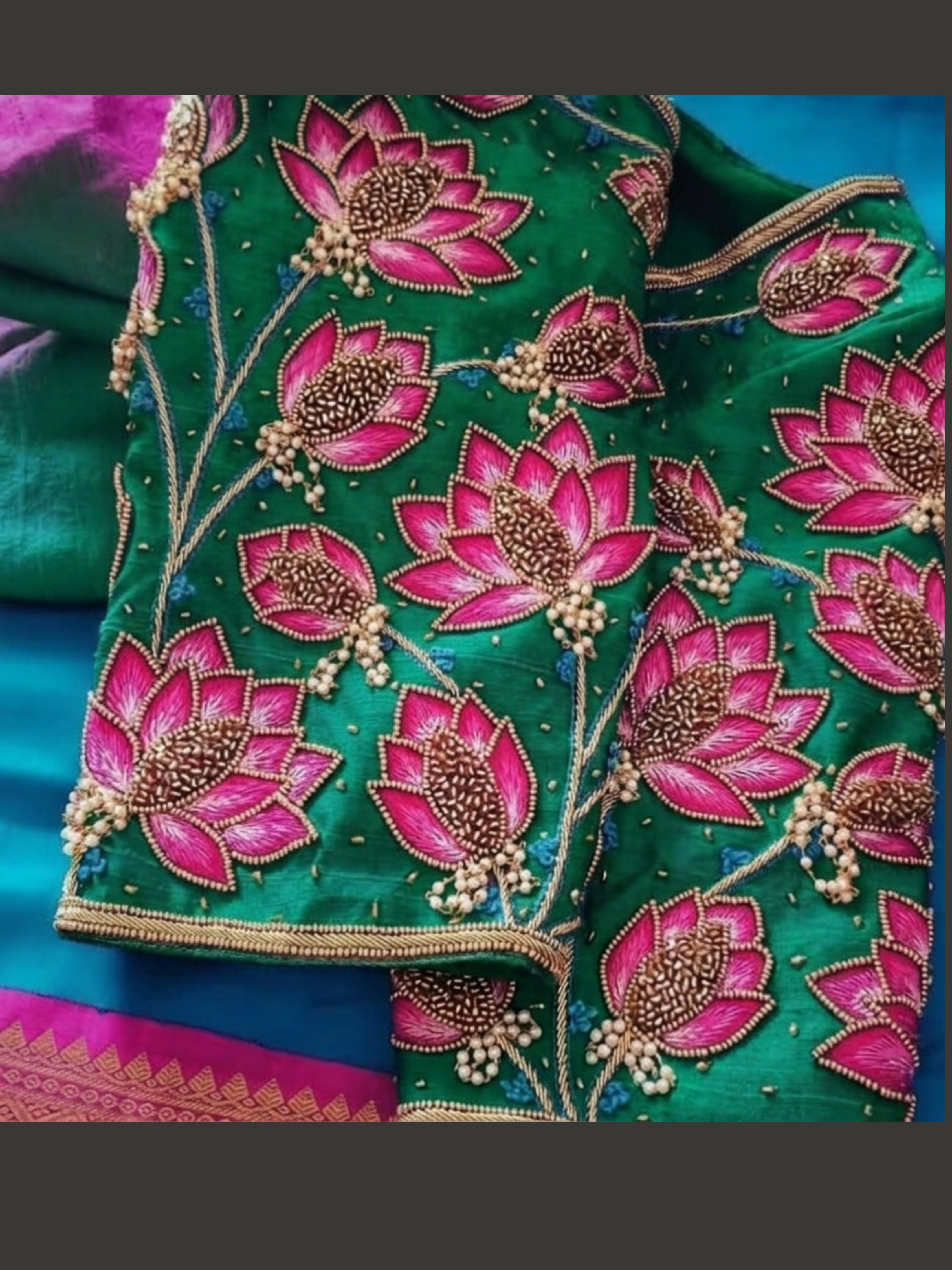 Bridal Lotus design Aari work Blouse  Design No.501 and 502