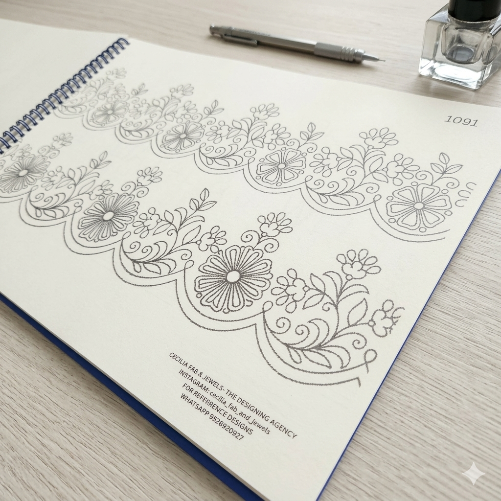Aari Embroidery Border Collection (Design book No: 11)