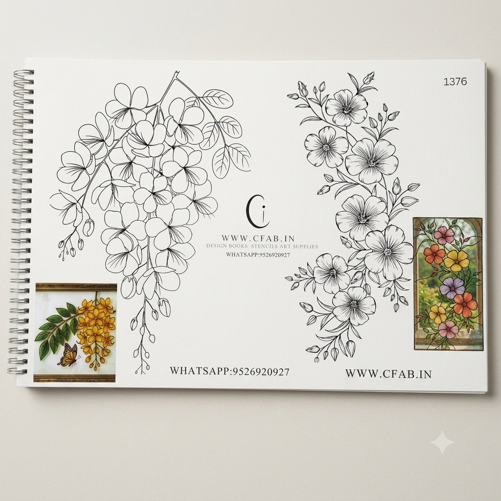 Premium Glass Painting Design Collection with Reference Designs (Design book No: 13)
